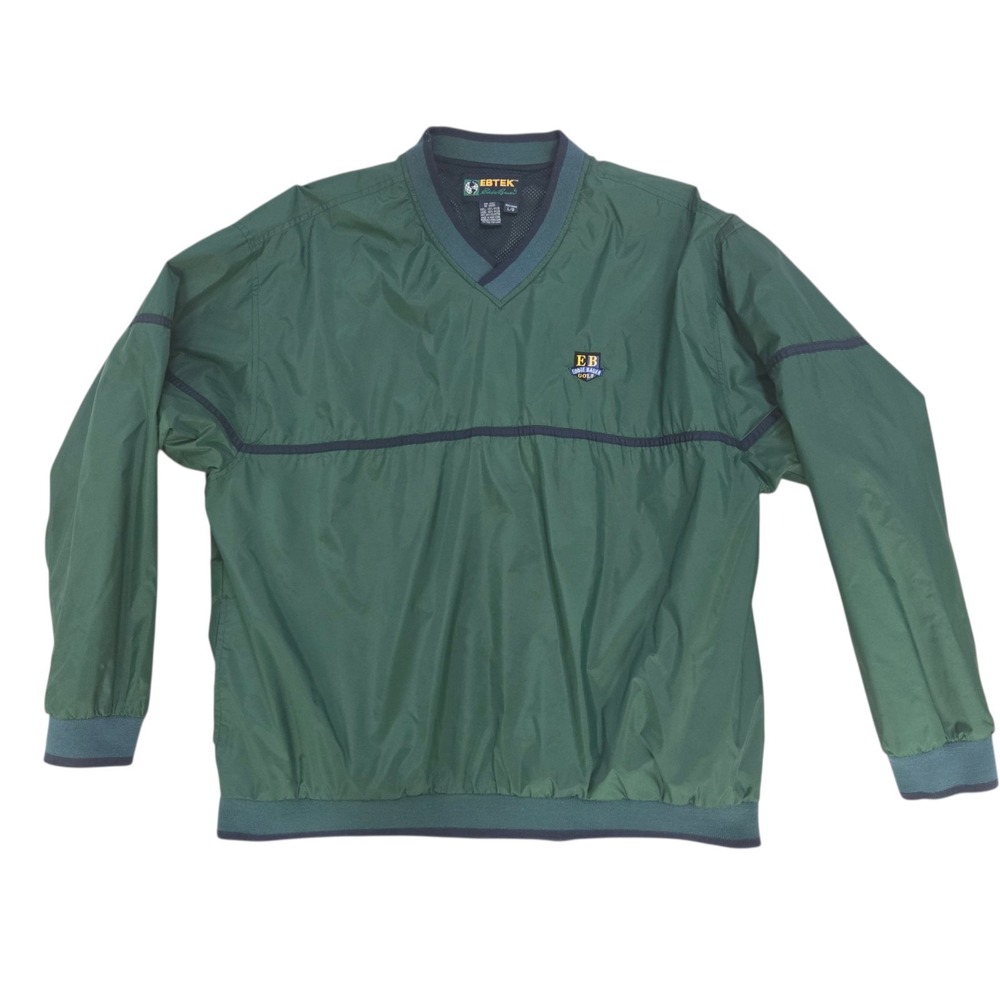 Vintage EBTEK Eddie Bauer Pullover Windbreaker Mens Size L Green V Neck Golf